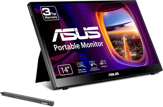 Monitor Portatil Asus 14" (Mb14Ahd) Touch 10Puntos,1920X1080,Stylus Pen,Usb-C,Socket Tripie