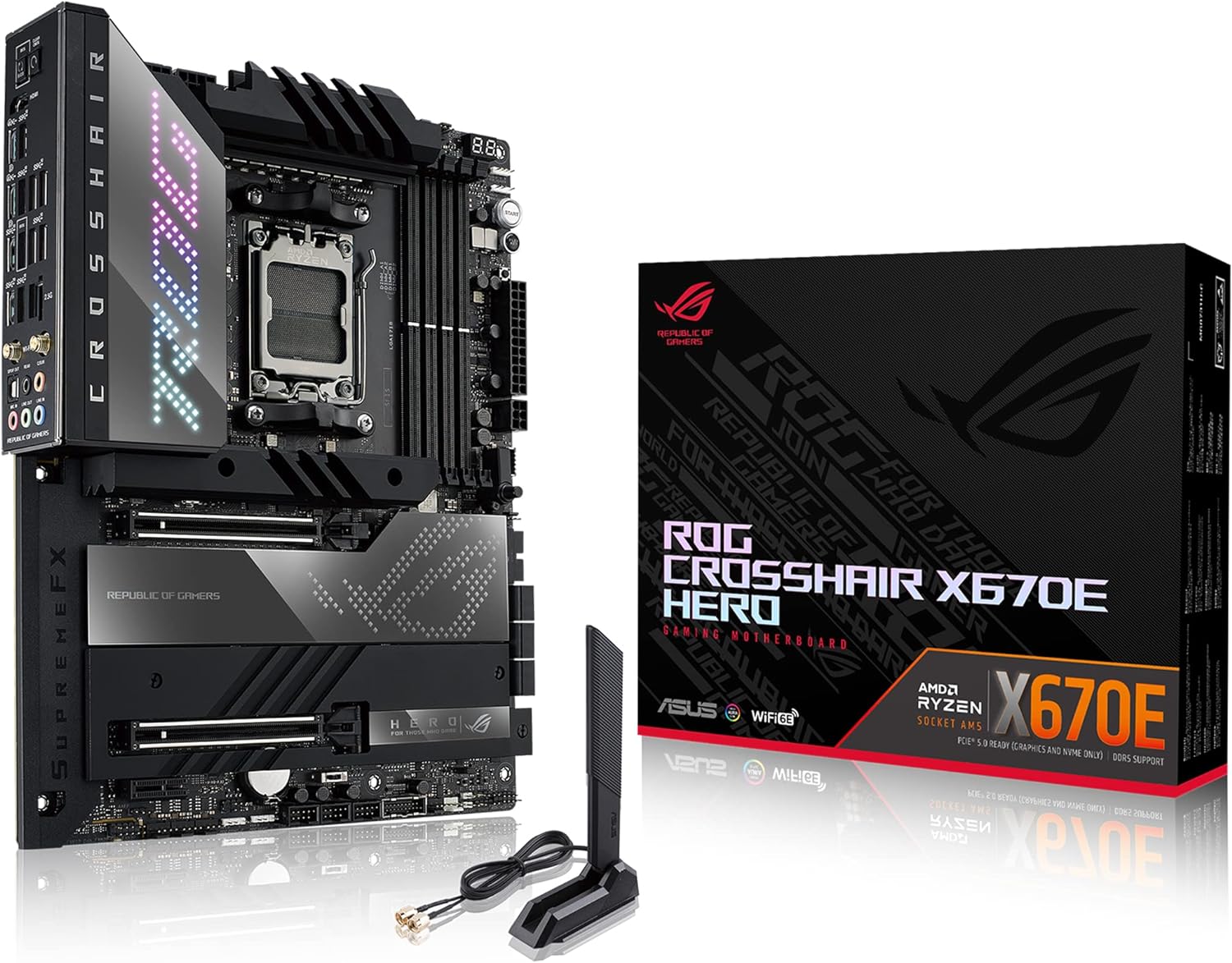 Motherboard Asus (Rog Crosshair X670E Hero) Socket Am5,Pci-E 5.0,4*Ddr5,Hdmi,2*Usb4,Wifi6E,Atx