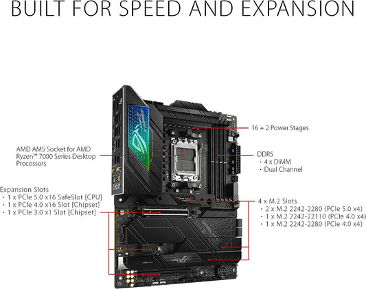 Motherboard Asus (Rog Strix X670E-F Gaming Wifi) Socket Am5,4*Ddr5,Hdmi,Dp,Pci-E 5.0,Atx