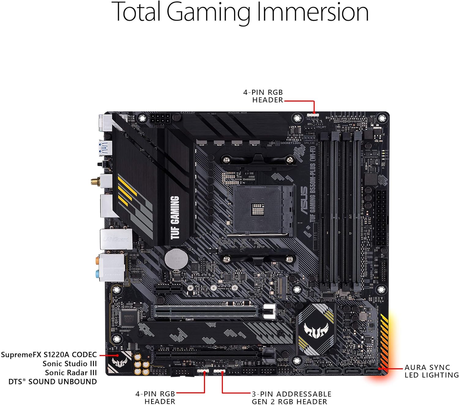Motherboard Asus (Tuf Gaming B550-Plus Wifi Ii) Socket Am4,4*Ddr4,Hdmi,Dp,Pcie-4.0,Atx