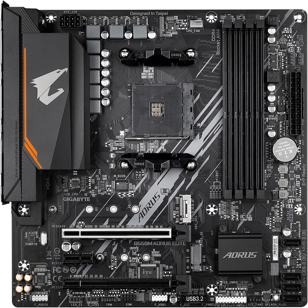 Motherboard Gigabyte (B550M Aorus Elite) Socket Am4, 4*Ddr4 4600Mhz, Hdmi, Dvi, Micro Atx