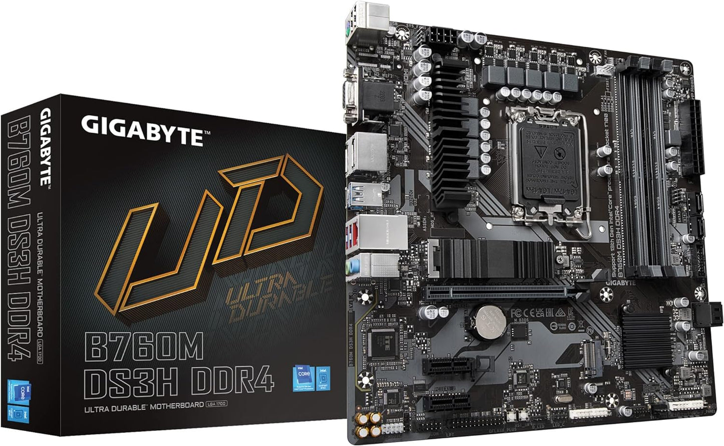 Motherboard Gigabyte (B760M Ds3H Ddr4) Socket 170012A/13A,4*Ddr4 128Gb,4*M.2,Dp,Hdmi,Micro Atx