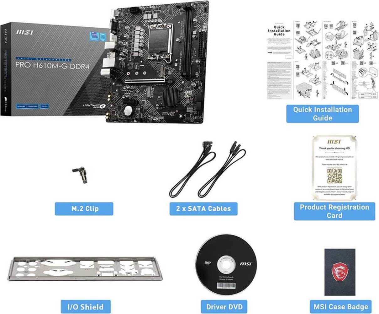 Motherboard Msi (Pro H610M-G Ddr4) Socket 1700, 2*Ddr4 3200Mhz, Hdmi, Vga, Micro Atx