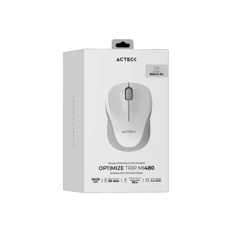 Mouse Inalambrico Acteck (Ac-934886) Optimize Trip Mi480,Rf Usb,Bt,Optico,1600 Dpi,Blanco