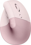 Mouse Logitech Lift Vertical Opt Usb Bolt Bt 4000Dpi Rose (910-006472)