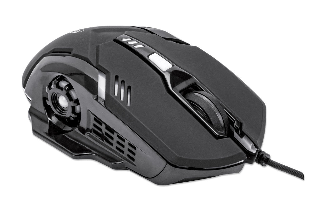 Mouse Gamer Ergonómico Manhattan Óptico, Alámbrico, Usb, 3200Dpi, Negro