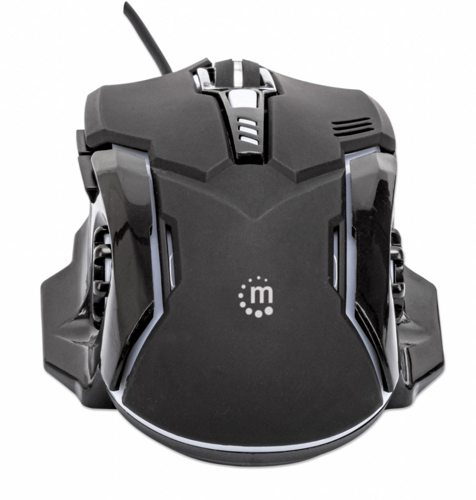Mouse Gamer Ergonómico Manhattan Óptico, Alámbrico, Usb, 3200Dpi, Negro