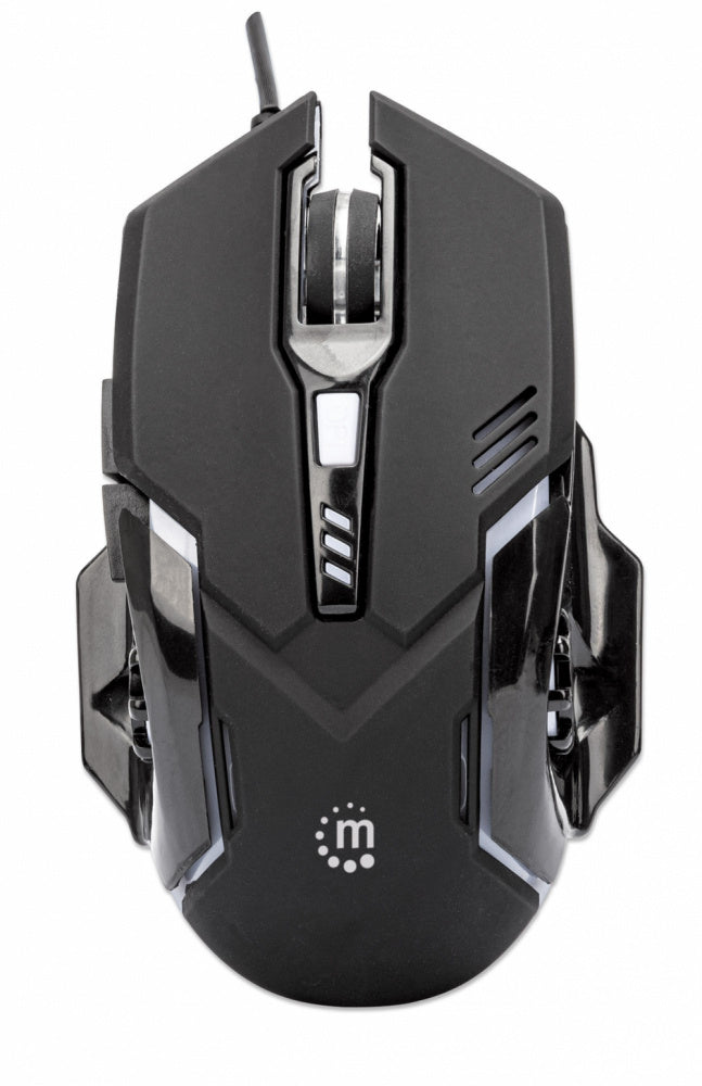 Mouse Gamer Ergonómico Manhattan Óptico, Alámbrico, Usb, 3200Dpi, Negro