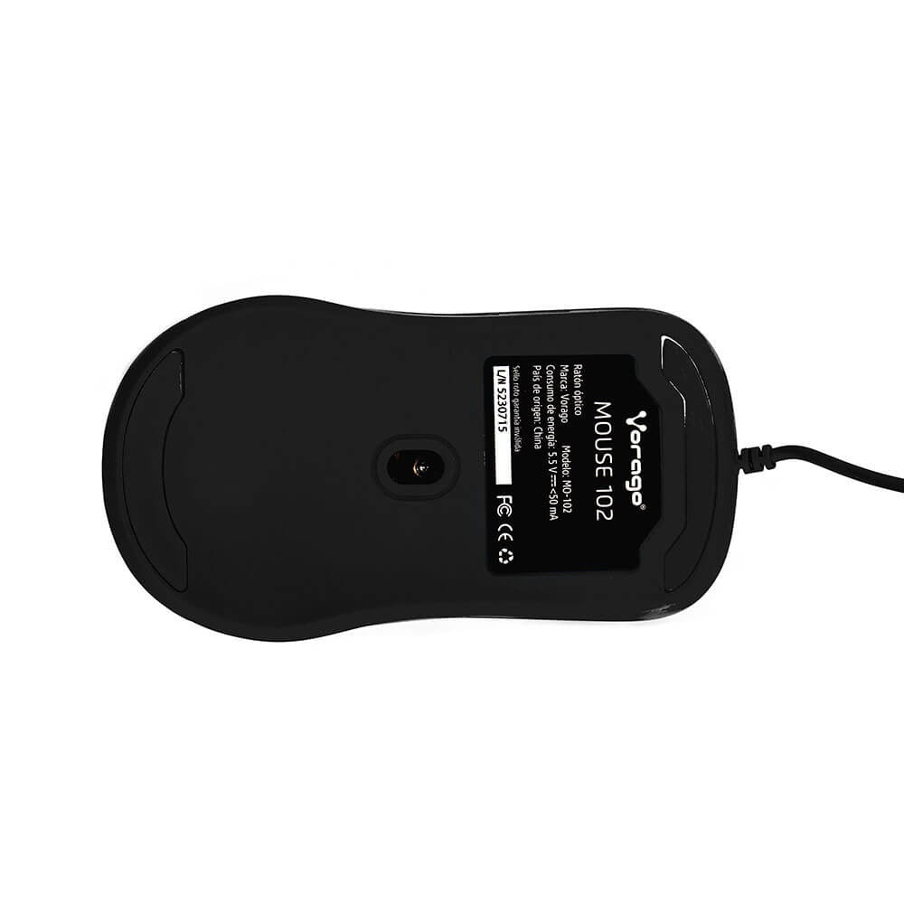 Mouse Ergonómico Vorago Óptico Mo-102, Alámbrico, Usb, 1600Dpi, Negro