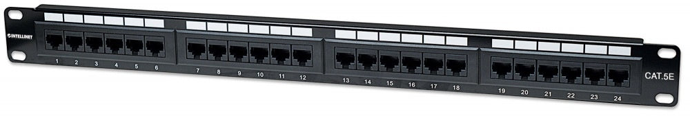 Intellinet Panel De Parcheo Cat5E, 24 Puertos Rj-45, 1U, Negro