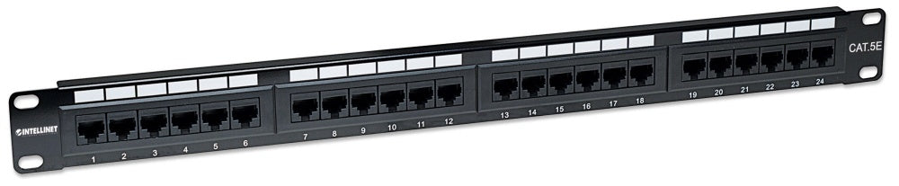 Intellinet Panel De Parcheo Cat5E, 24 Puertos Rj-45, 1U, Negro