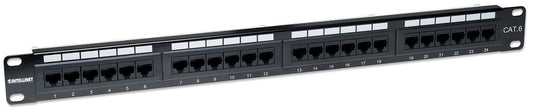 Intellinet Panel De Parcheo Cat6, 24 Puertos Rj-45, 1U, Negro
