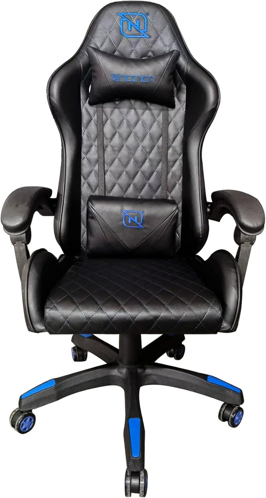 Silla Gamer Necnon (Nsg-01-Az) Ngs-01,Piston Clase 4,Foam,Rueda 5",Cojin Lumbar Y Cabeza,Ngo/Azul