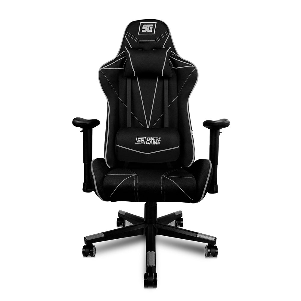 Silla Start The Game Tela Reclinable 2D Con Seguro Negro/Gris Cgc501