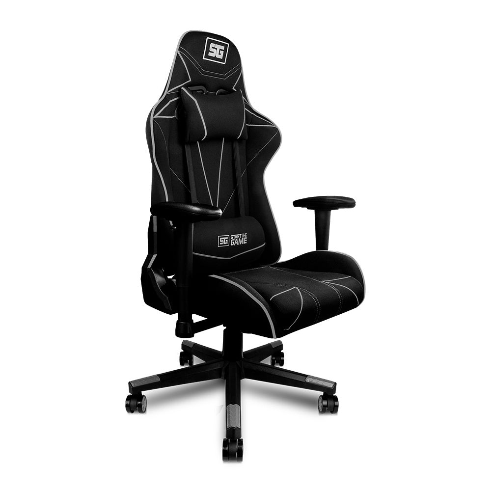 Silla Start The Game Tela Reclinable 2D Con Seguro Negro/Gris Cgc501