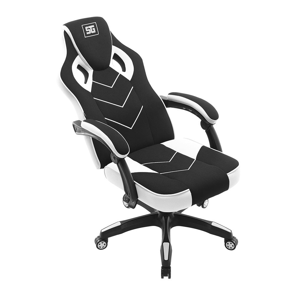Silla Vorago Start The Game Cgc301-Wh, Tela, Reclinable, Negro/Blanco