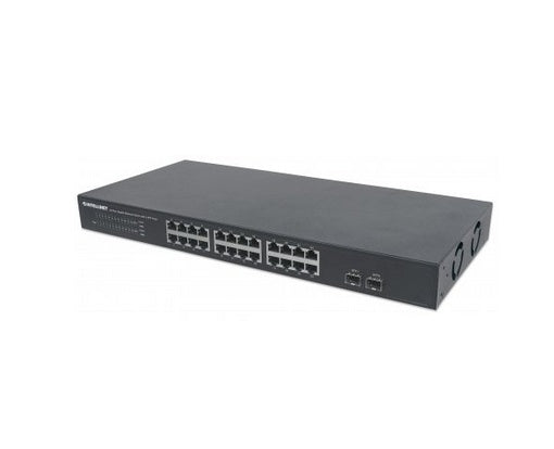 Switch Intellinet Gigabit Ethernet 561044, 24 Puertos 10/100/1000Mbps + 2 Puertos Sfp, 52 Gbit/S, 8192 Entr - No Administrable