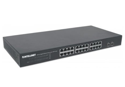 Switch Intellinet Gigabit Ethernet 561044, 24 Puertos 10/100/1000Mbps + 2 Puertos Sfp, 52 Gbit/S, 8192 Entr - No Administrable