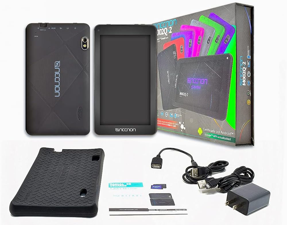Tablet 7" Necnon (M002Q-2-Rj) Android 10,Ram 2/16Ggb,Cam 2/5Mp,Quadcore 1.8Ghz,Funda Silicon,Rojo