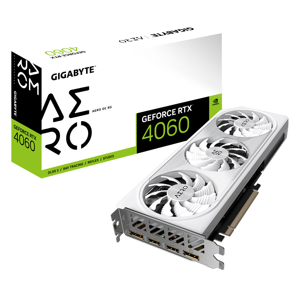 Tarjeta De Video Gigabyte (Gv-N4060Aero Oc-8Gd) Rtx 4060, 8Gb Gddr6, Pcie 4.0, 2*Hdmi, 2*Dp, 3 Fan