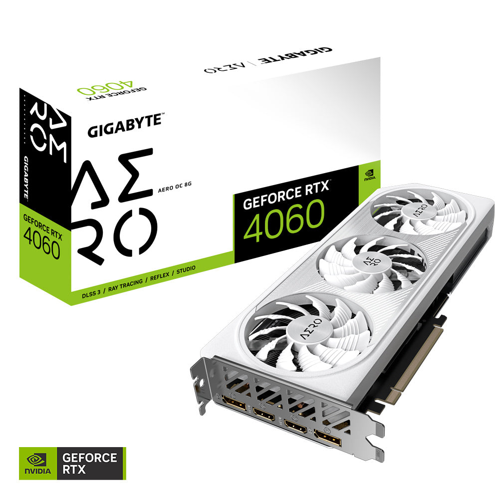 Tarjeta De Video Gigabyte (Gv-N4060Aero Oc-8Gd) Rtx 4060, 8Gb Gddr6, Pcie 4.0, 2*Hdmi, 2*Dp, 3 Fan