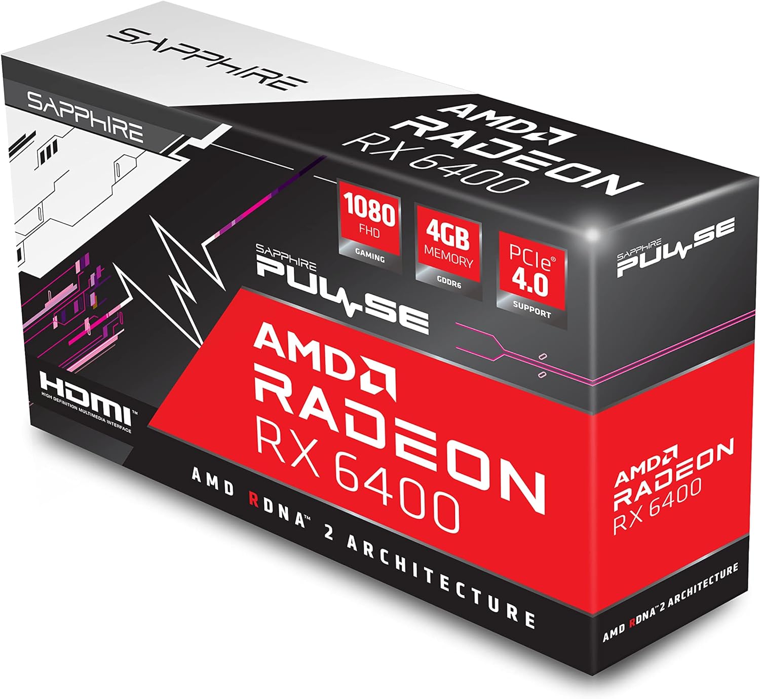 Tarjeta De Video Sapphire (11315-01-20G) Pulse Amd Radeon Rx 6400 Gaming 4Gb Gddr6 64Bit