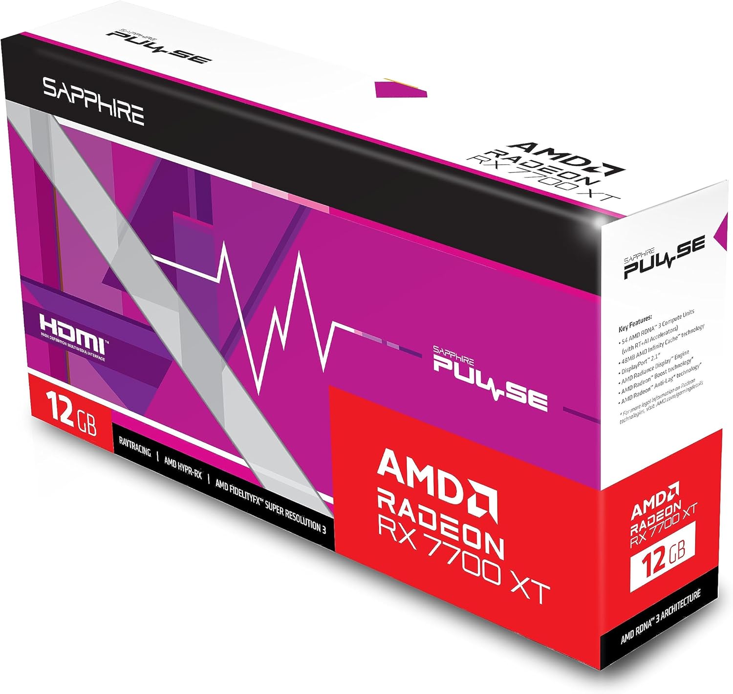 Tarjeta De Video Sapphire (11335-04-20G) Pulse Raddeon Rx 7700 Xt,12Gb Gddr6, 2544Mhz, 2*Dp, 2*Hdmi