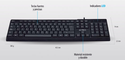 Teclado Acteck Ac-928946, Alámbrico, Usb, Negro (Español)
