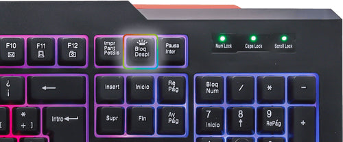 Teclado Alambrico Necnon (Nbgkmi25Rs) Gaminganti-Salpicadurausbbloq Desplluz Rgbrojo Negro