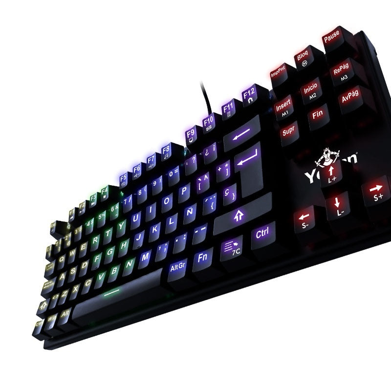 Teclado Gamer Yeyian Spark Serie 2000 Rgb, Teclado Mecánico, Outemu Red, Alámbrico, Negro (Español)