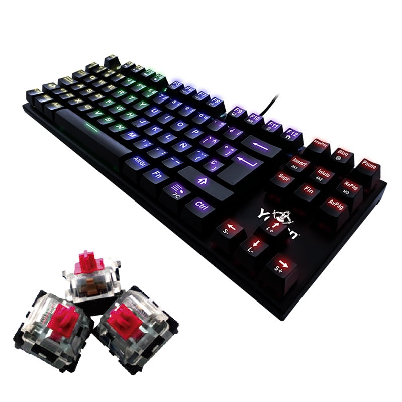 Teclado Gamer Yeyian Spark Serie 2000 Rgb, Teclado Mecánico, Outemu Red, Alámbrico, Negro (Español)