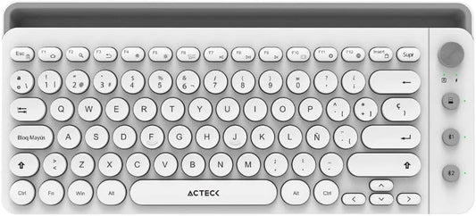 Teclado Inalambrico Acteck (Ac-934190) Uny Comp Ti685,Rf Usb,Bt,Base P/Dispositivo,Blanco