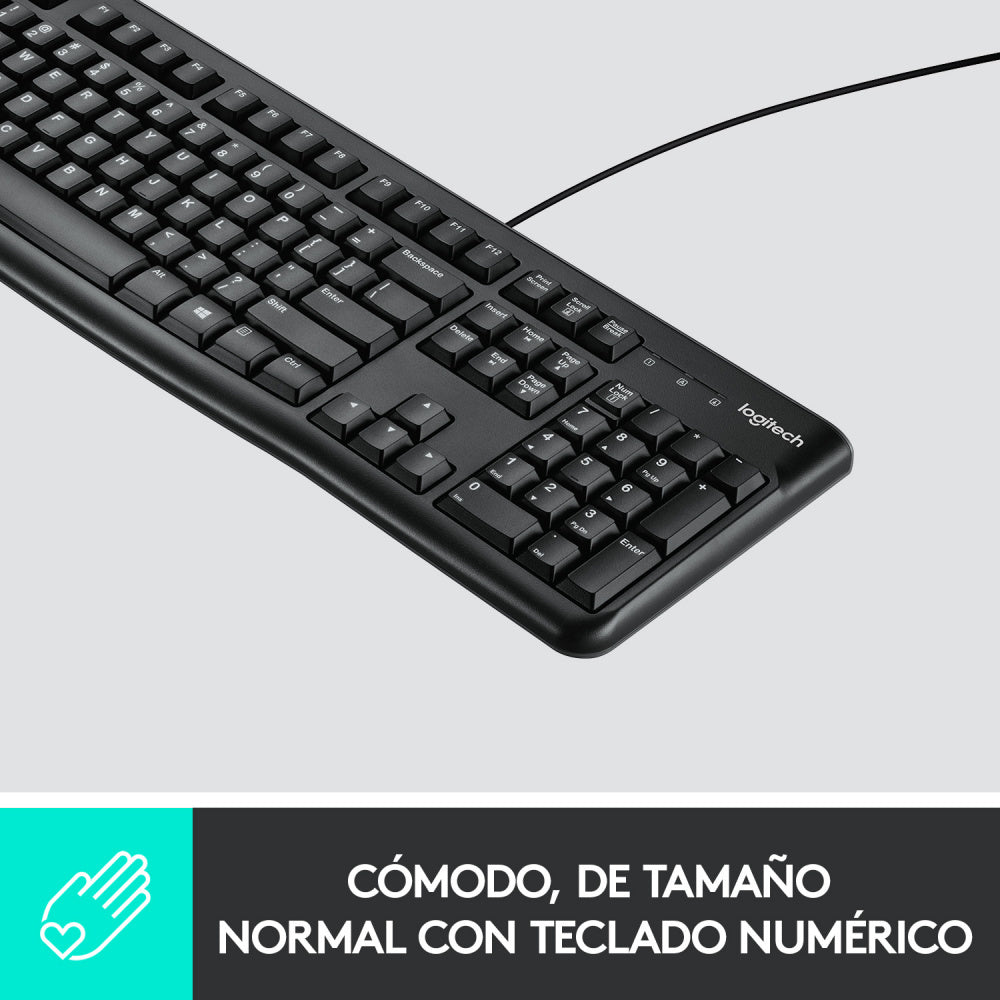 Teclado Logitech K120, Usb, Alámbrico, Negro (Español)