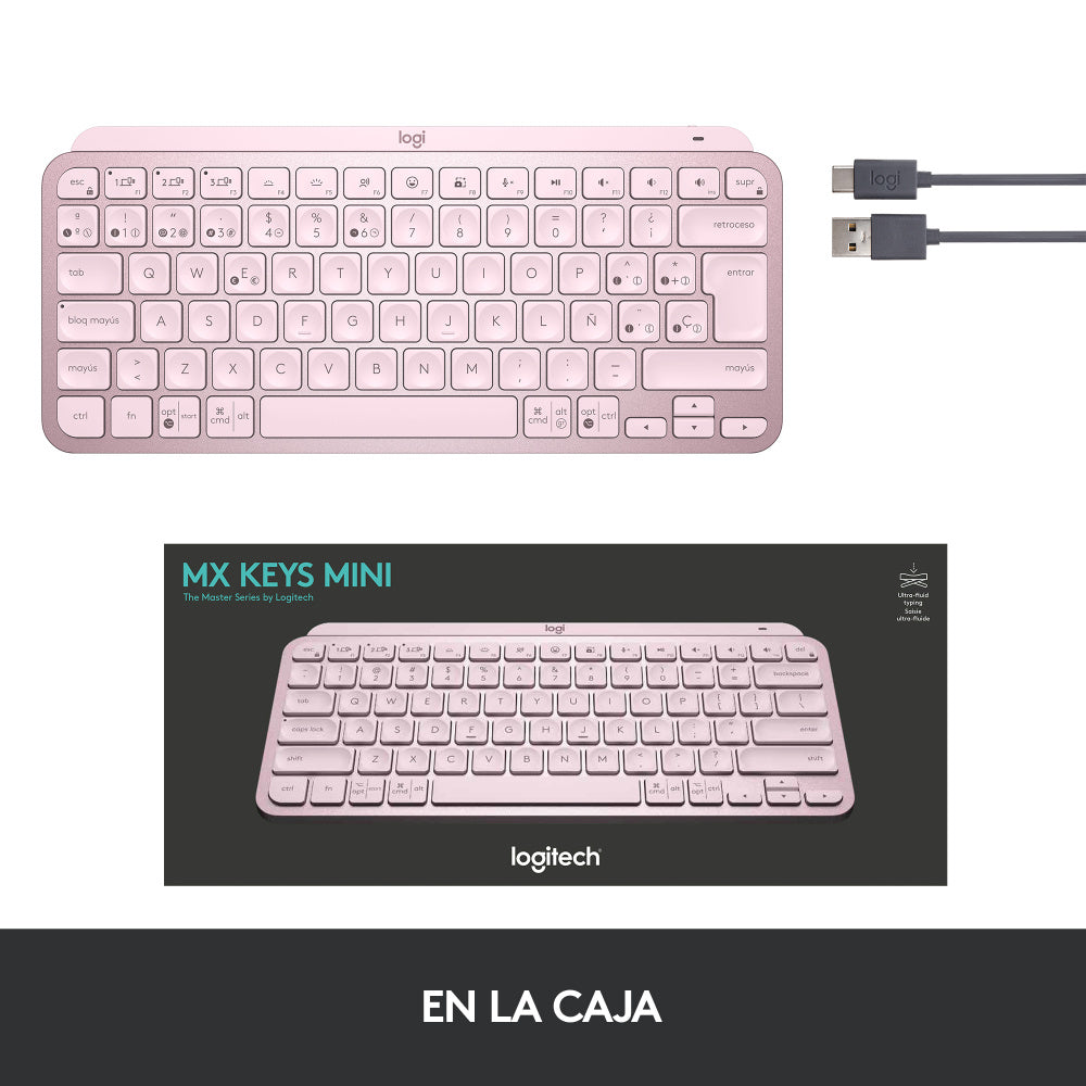 Teclado Logitech Mx Keys Mini Iluminado Bt 10Mt Rose (920-010478)