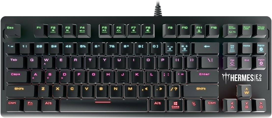 Teclado Mecanico Gamdias (Gd-Hermes E2 7 Color) Led 7 Colores,87 Teclas,Blue Switch,Negro