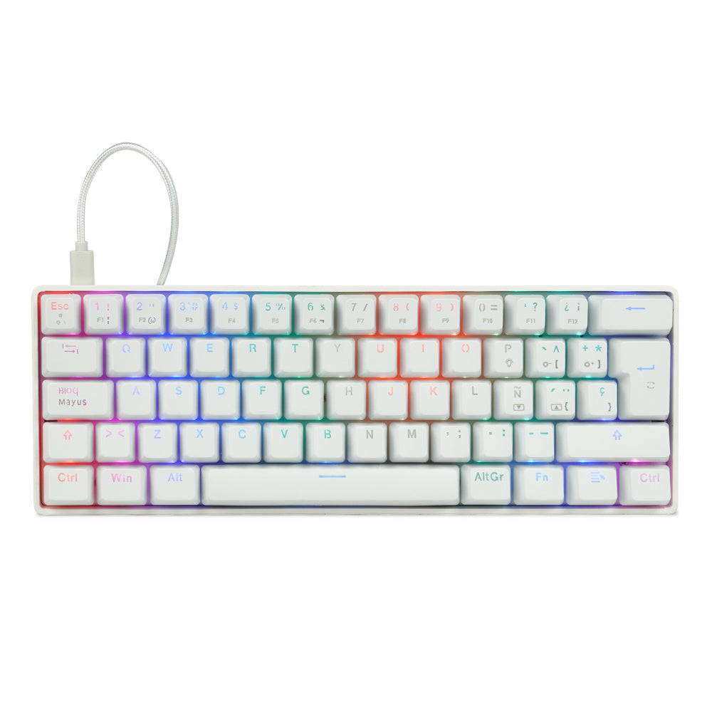 Teclado Mecanico Game Factor 60% Rgb Switch Red Usb Tipo C Kbg560-Wh