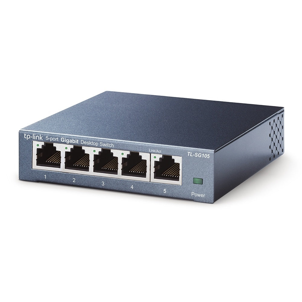 Switch Tp-Link Gigabit Ethernet Tl-Sg105, 5 Puertos 10/100/1000Mbps, 10 Gbit/S, 2.000 Entradas - No Administrable