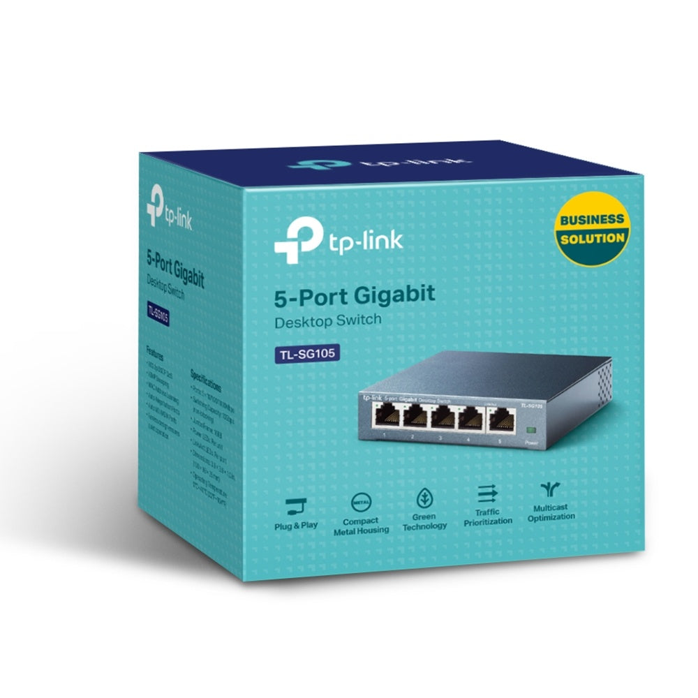 Switch Tp-Link Gigabit Ethernet Tl-Sg105, 5 Puertos 10/100/1000Mbps, 10 Gbit/S, 2.000 Entradas - No Administrable