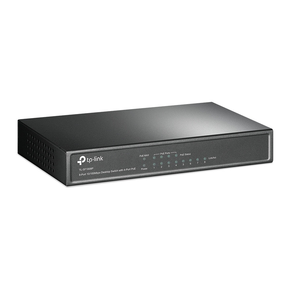Switch Tp-Link Tl-Sf1008P Poe, 8 Puertos 10/100Mbps (4X Poe+), 1.6 Gbit/S, 2000 Entradas – No Administrable