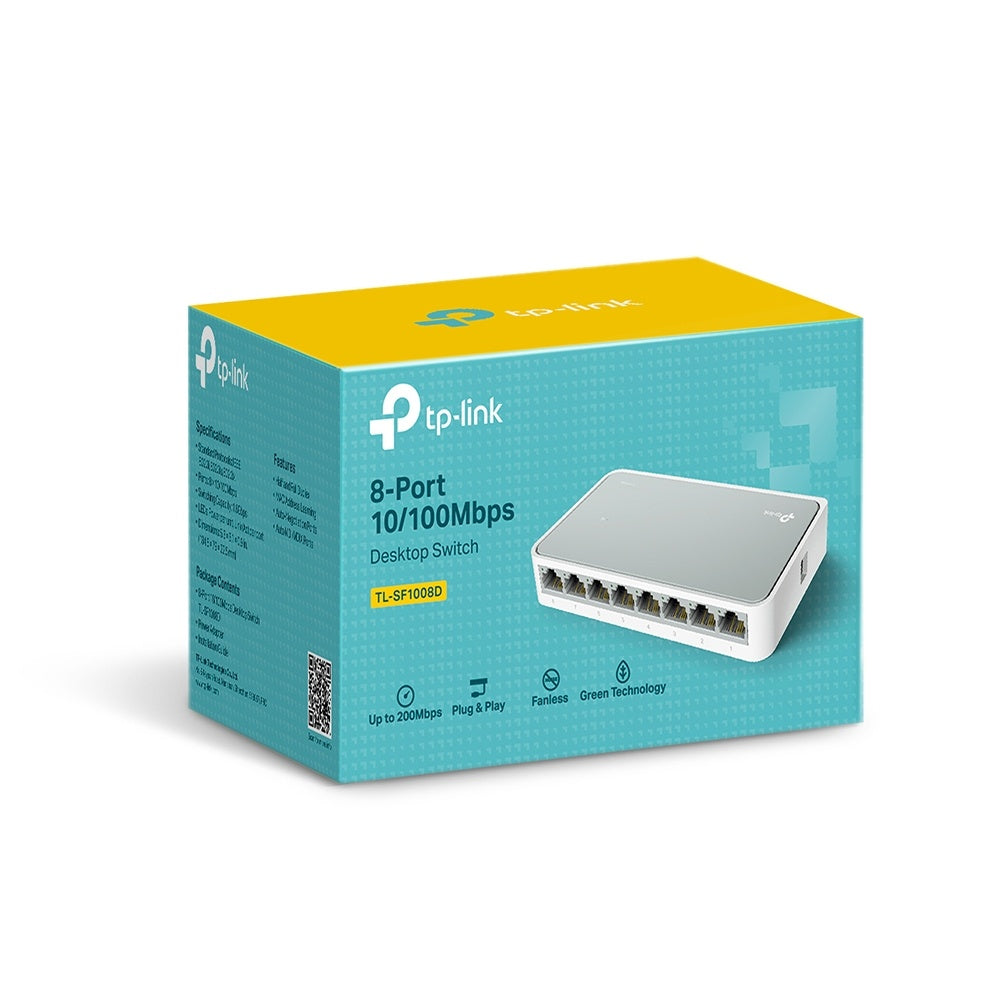 Switch Tp-Link Fast Ethernet Tl-Sf1008D, 8 Puertos 10/100Mbps, 1.6Gbit/S, 1000 Entradas – No Administrable