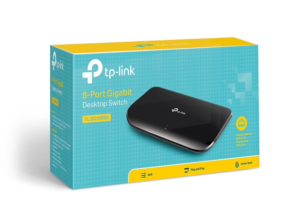 Switch Tp-Link Gigabit Ethernet Tl-Sg1008D, 8 Puertos 10/100/1000Mbps, 16 Gbit/S, 4000 Entradas – No Administrable