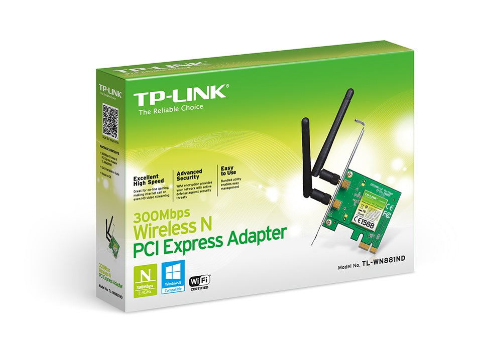 Tp-Link Tarjeta De Red Tl-Wn881Nd, 300 Mbit/S, Pci Express, 2 Antenas
