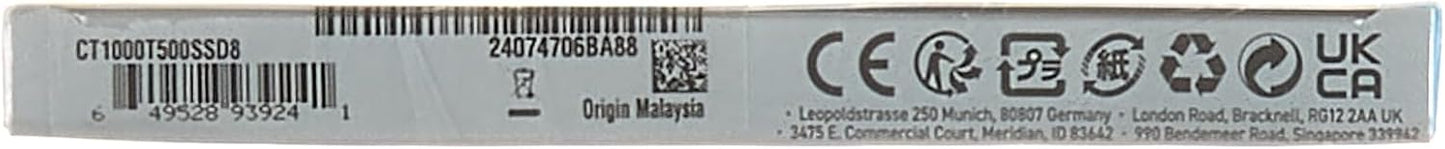 Unidad Ssd M.2 Crucial 1Tb T500 (Ct1000T500Ssd8) T500 Pcie 4.0 Nvme 2280