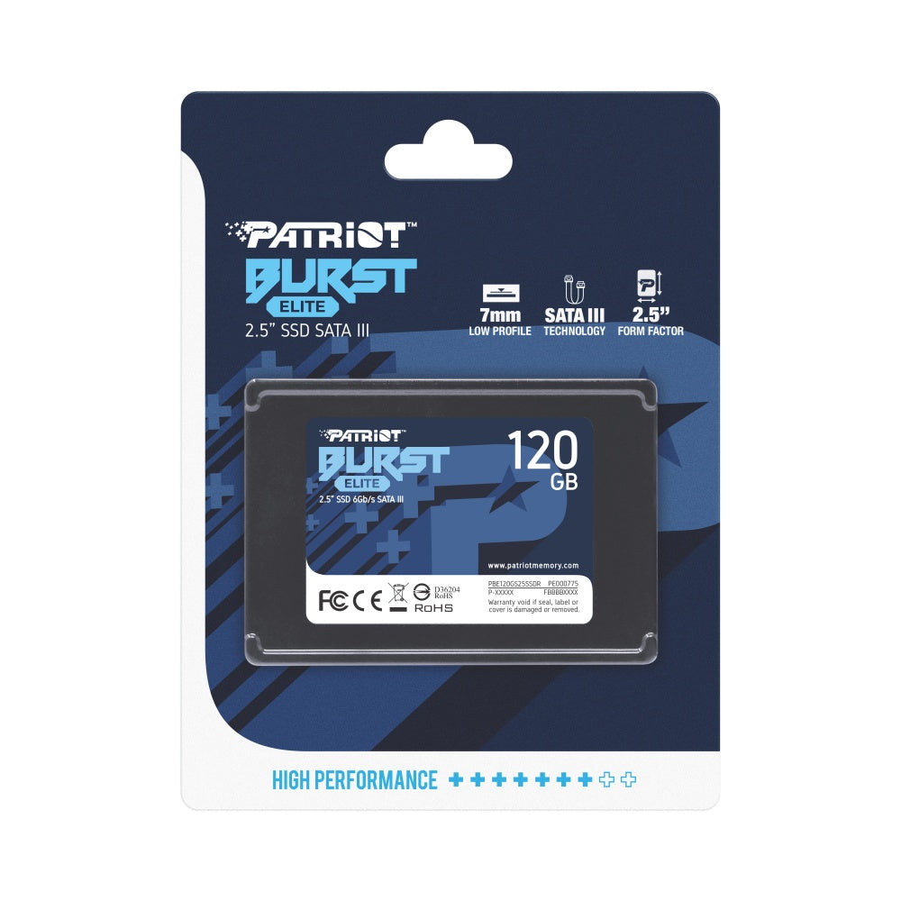 Unidad Ssd Patriot 120Gb (Pbe120Gs25Ssdr) Burst Elite 2.5", Sata3, 7Mm, 3D Nand