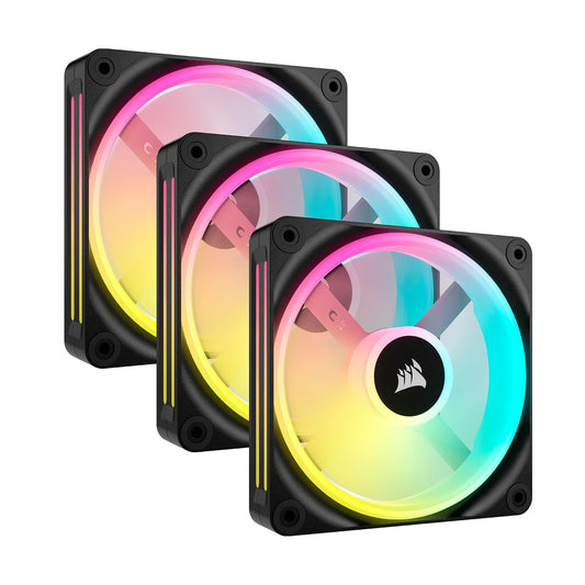 Ventilador Gabinete Corsair (Co-9051002-Ww) Icue Link Qx120 Rgb,3 Fan,120Mm,Domo Magnetico,Negro