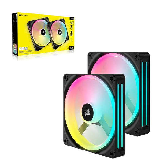 Ventilador Gabinete Corsair (Co-9051004-Ww) Icue Link Qx140 Rgb,2 Fan,140Mm,Domo Magnetico,Negro