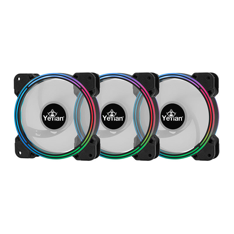Ventilador Gabinete Yeyian (Ycf-3Kfs-01) Kit De 3 Vent.,Rgb,120Mm,Hidraulicos,6 Pin P/Hub,Ctrl Rem.