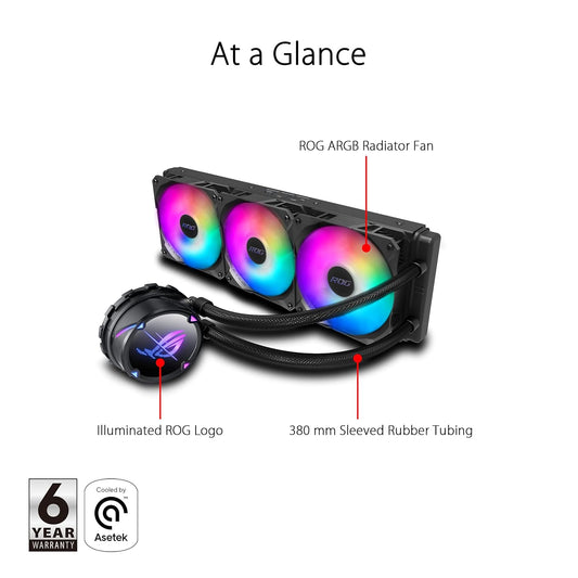 Ventilador P/Cpu Asus (Rog Strix Lc Ii 360 Argb) 3 Fans Rog Argb De 120Mm,Enfriamiento Liquido