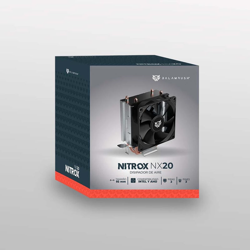 Ventilador P/Cpu Balam Rush (Br-937894) Nitrox Nx20,Vent 90Mm,2 Tubos,Lga 1700,Am5,Negro
