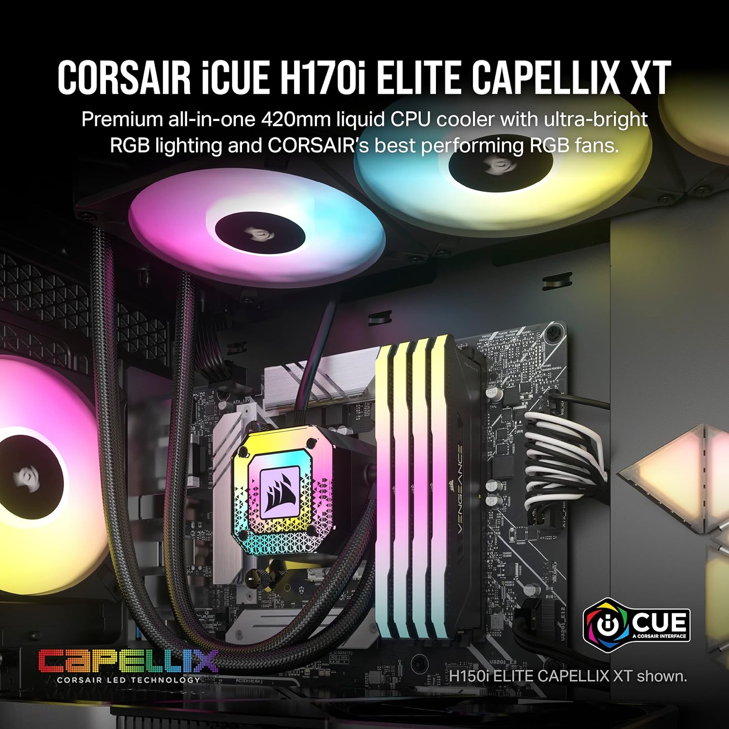 Ventilador P/Cpu Corsair (Cw-9060071-Ww) Icue H170I Elite Capellix,420Mm,3 Fans,Enfriamiento Liquid
